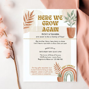 Boho Terracotta Here We Grow Again Baby Sprinkle Inbjudningar