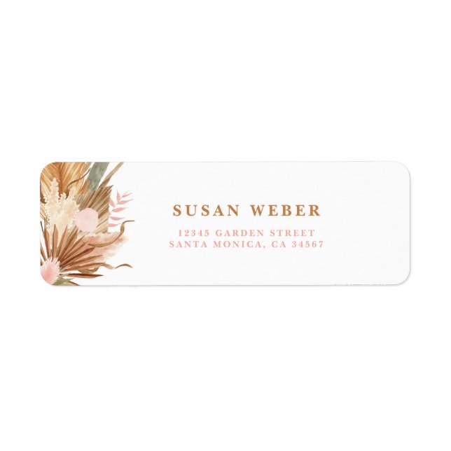 Boho Terracotta-inbjudan - etikett Returadress Etikett (Framsidan)