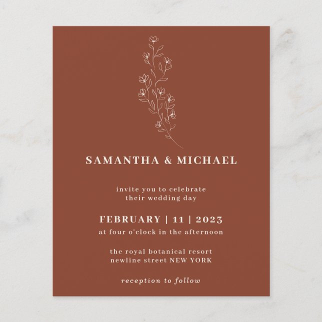 Boho Terracotta Indie Rustic Botanical budget Flygblad (Framsidan)