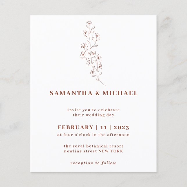 Boho Terracotta Indie Rustic Botanics lilla budget Flygblad (Framsidan)