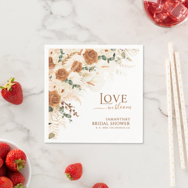 Boho Terracotta Love in Bloom Bridal Shower Pappersservett (Insitu)