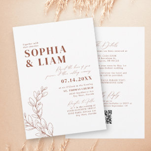 Boho Terracotta med OSA QR-kod Bröllop Inbjudningar