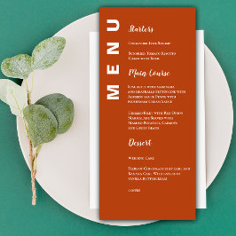 Boho Terracotta Minimalist Bröllop Menu Card Meny