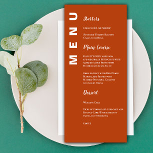 Boho Terracotta Minimalist Bröllop Menu Card Meny