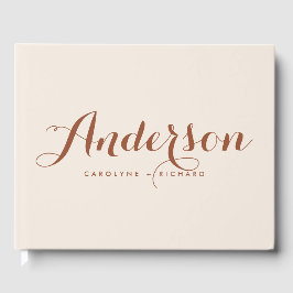 Boho Terracotta Modern Calligraphy Bröllop Gästböcker