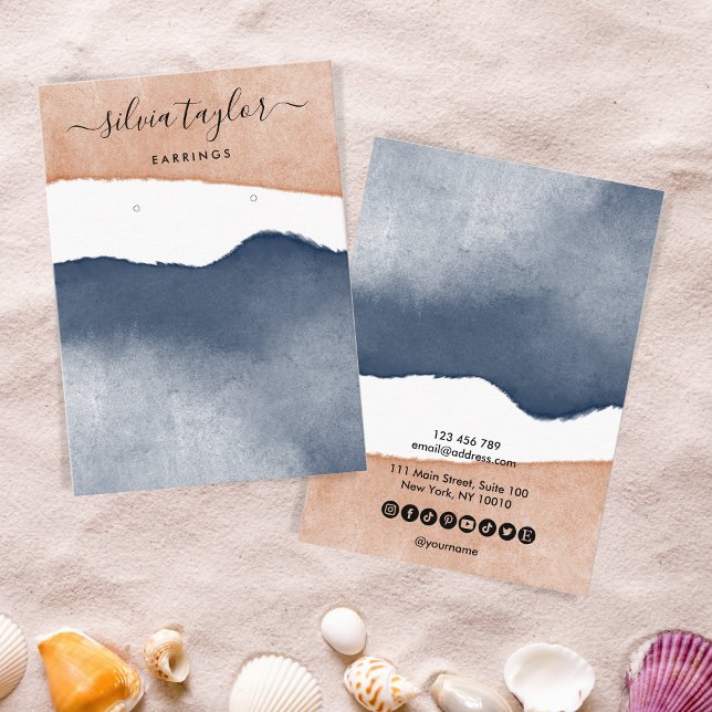 Boho Terracotta Navy Jewelry Holder Social Media Visitkort (Skapare uppladdad)