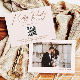 Boho Terracotta och Cream Bröllop OSA Qr-kod Tilläggskort