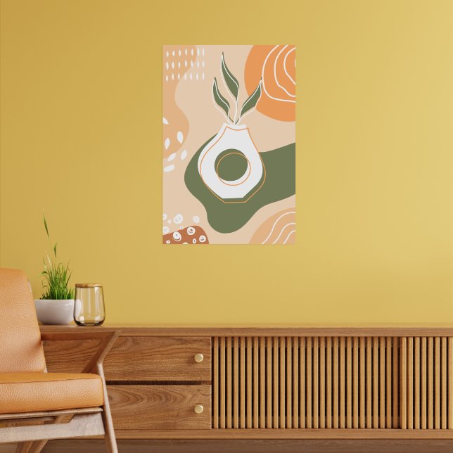 Boho Terracotta Organic Shapes Vas Poster (Vardagsrum 2)