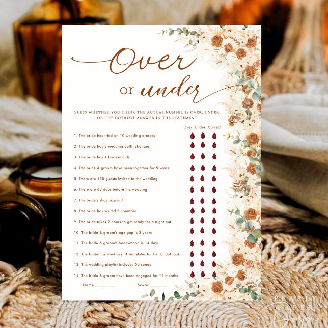Boho Terracotta Över- eller under Möhippa Game (Skapare uppladdad)