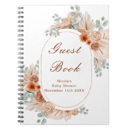 Boho Terracotta Pampa Grass Baby Shower Guest Book Anteckningsbok