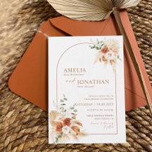 Boho Terracotta Pampas bröllopsinbjudan