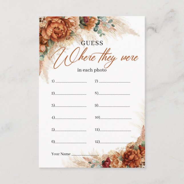 Boho terracotta pampas burgundy tilläggskort (Framsida)