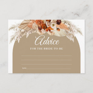 Boho Terracotta Pampas Grass Advice för Bride Tilläggskort