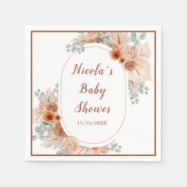 Boho Terracotta Pampas Grass Baby Shower Pappersservett