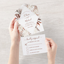 Boho Terracotta Pampas Grass Beige Bröllop