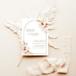 Boho Terracotta Pampas Grass Bröllop Inbjudningar