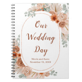 Boho Terracotta Pampas Grass Bröllopsfixaren Anteckningsbok