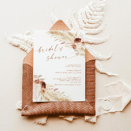 Boho Terracotta Pampas Grass Möhippa Inbjudan