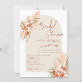 Boho Terracotta Pampas Grass Möhippa Inbjudningar