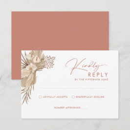 Boho Terracotta Pampas Grass OSA Reply Card Kort