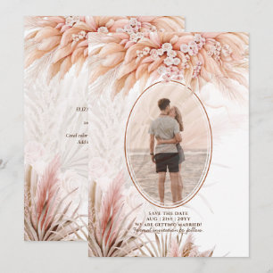 Boho Terracotta Pampas Grass PHOTO Bröllop Spara Datumet