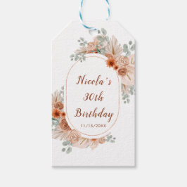 Boho Terracotta Pampas Grass Presentetikett