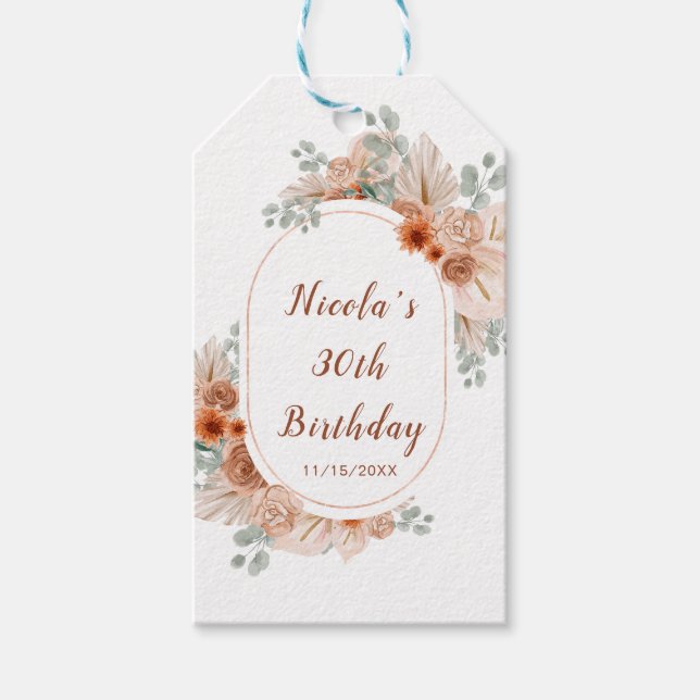 Boho Terracotta Pampas Grass Presentetikett (Framsidan)