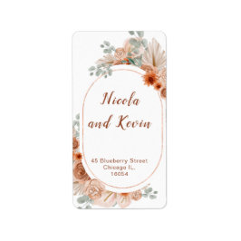 Boho Terracotta Pampas Grass Registry Adressetikett