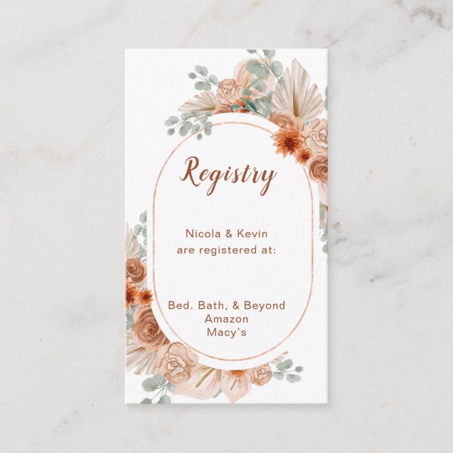 Boho Terracotta Pampas Grass Registry Tilläggskort (Framsida)