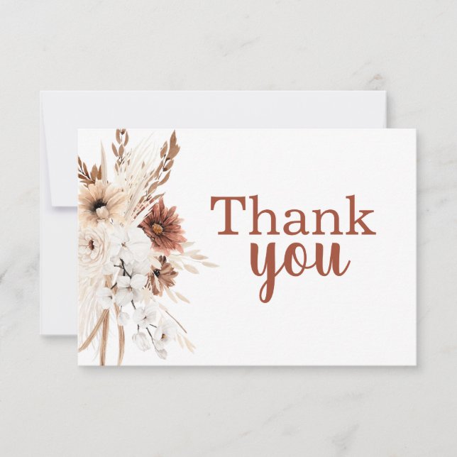 Boho Terracotta Pampas Grass Tackkort Card Anteckningskort (Framsida)