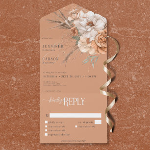 Boho Terracotta Peach & Cream Blommigt Dinner