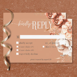 Boho Terracotta Peach & Cream Blommigt Dinner OSA Kort