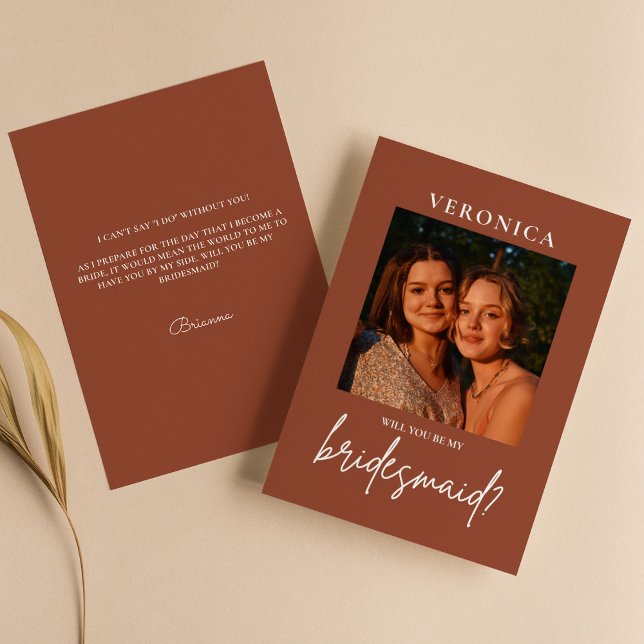 Boho Terracotta Photo Bridesmaid Frieri kort (Skapare uppladdad)