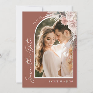 Boho Terracotta Photo Bröllop Spara Datumet