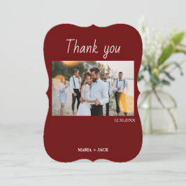 Boho Terracotta Photo Bröllop tackkort Inbjudningar