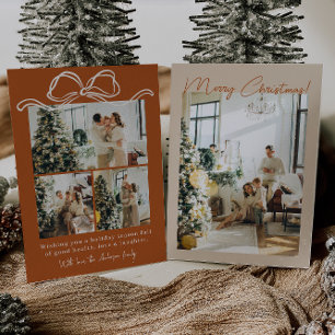 Boho Terracotta Photo Family God jul Julkort