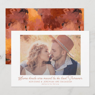 Boho Terracotta Photo Förlovning Announcement Spara Datumet