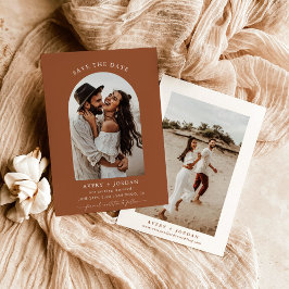 Boho Terracotta Photo Sparar datumet Cards Inbjudningar