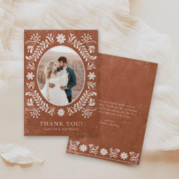 Boho Terracotta Photo tackto you Card Tack Kort