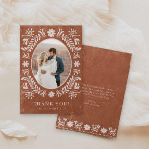 Boho Terracotta Photo tackto you Card Tack Kort