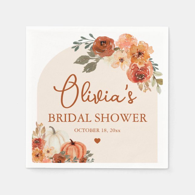 Boho Terracotta Pumpkin Bröllopsdusch Förälskad Pappersservett (Framsidan)
