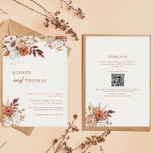 Boho Terracotta QR-kod 2 i 1 Bröllop