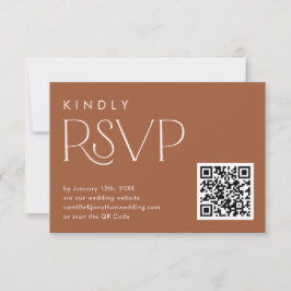 Boho Terracotta QR OSA Bröllop Card
