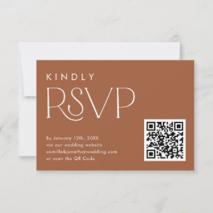 Boho Terracotta QR OSA Bröllop Card