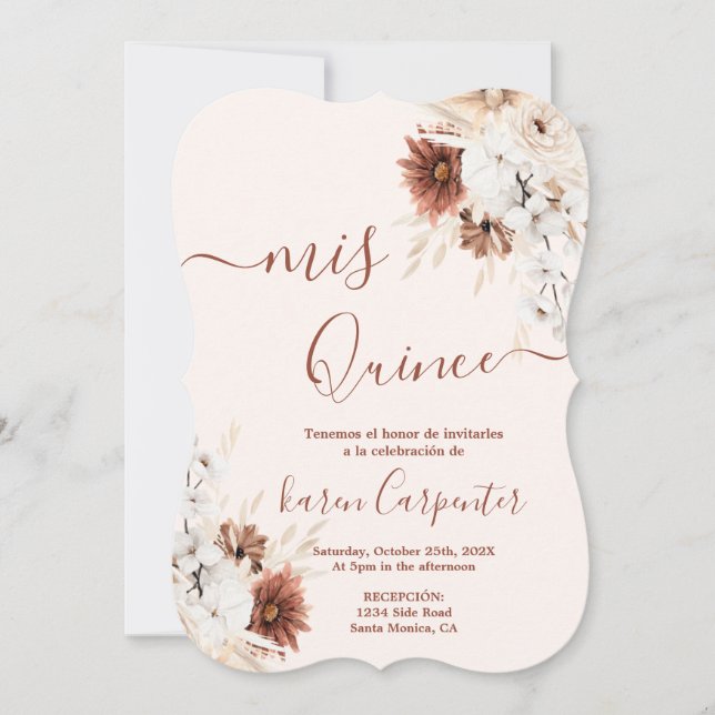 Boho Terracotta Quinceanera-inbjudan Inbjudningar (Framsida)
