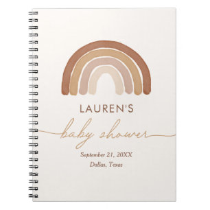 Boho Terracotta Rainbow Baby Shower Guest Bok Anteckningsbok