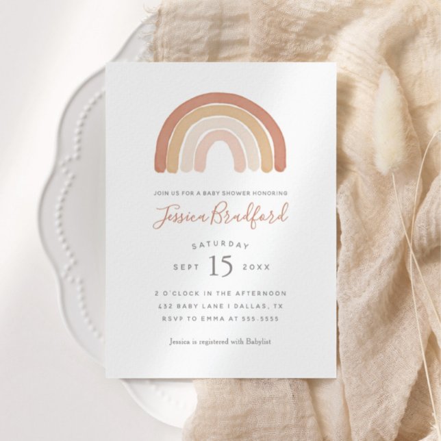 Boho Terracotta Rainbow Baby Shower-inbjudan Inbjudningar (Skapare uppladdad)