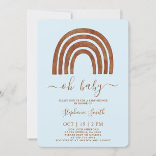 Boho Terracotta Rainbow Baby Shower Inbjudningar