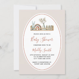 Boho Terracotta Rainbow Baby Shower Inbjudningar