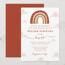 Boho Terracotta Rainbow Clouds 1:a födelsedagen